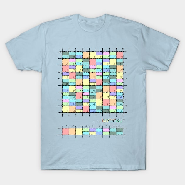 Mydoku_004_H001_001_F: Sudoku, Sudoku coloring, logic, logic puzzle, holiday puzzle, fun, away from screen T-Shirt by Mydoku